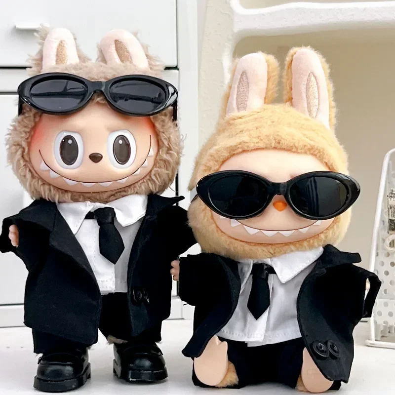 

For 15-17cm Labubu & 10cm Cotton Doll Clothes Set - black suit Vest Pants Shirt Mini Outfit