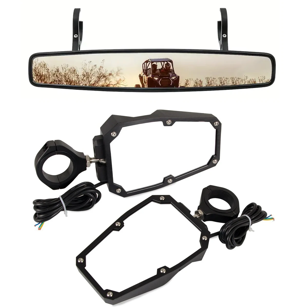 UTV Offroad Side Rear View Mirror And Center View Mirror With 1.75