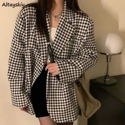 Blazer da donna pied de poule manica lunga primavera tutto-fiammifero casual quotidiano stile coreano retrò college dentellato moda nuovo arrivo Mujer