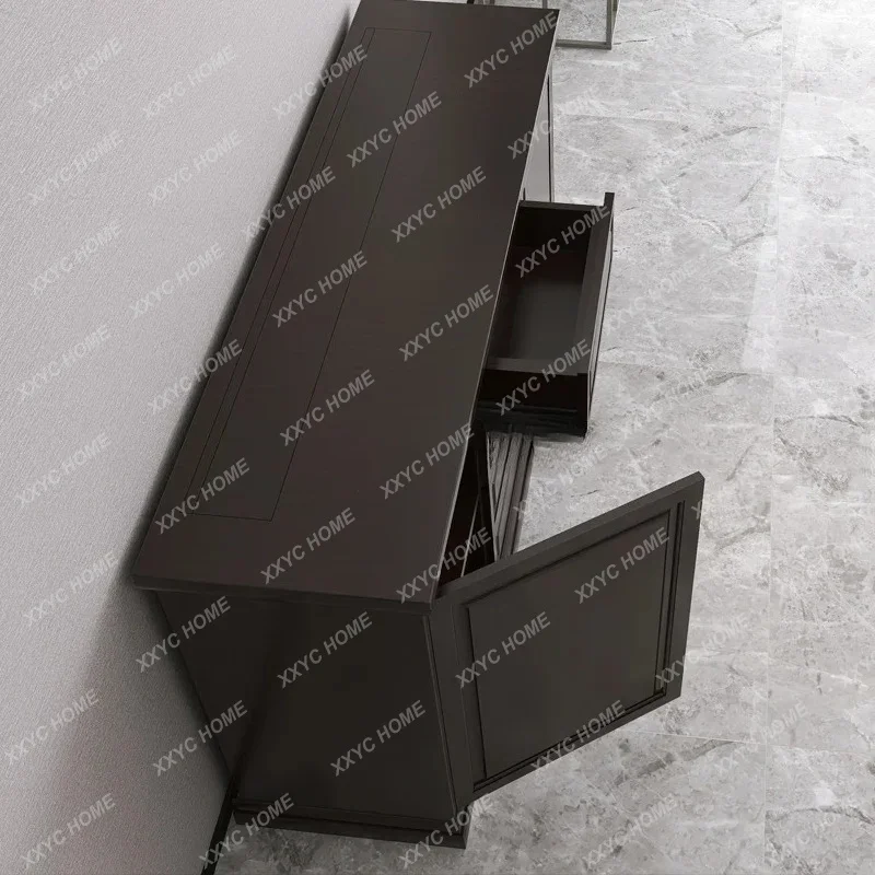 L TV cabinet Chinese partition paint lifting TV hidden electric remote control