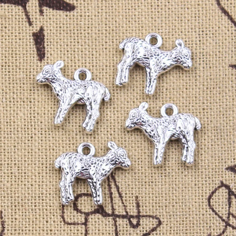 15pcs Charms Animal Sheep Mutton 14x16mm Antique Silver Color Pendants Making DIY Handmade Tibetan Finding Jewelry