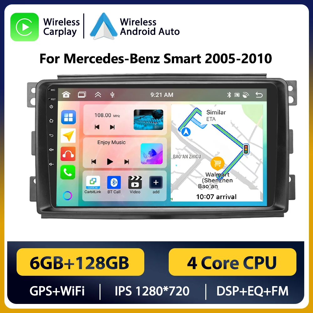 Podofo Android Car Radio For Mercedes-Benz Smart Fortwo 2005-2010 Android Auto 2 Din Multimedia Player Navigation GPS BT FM RDS image 3