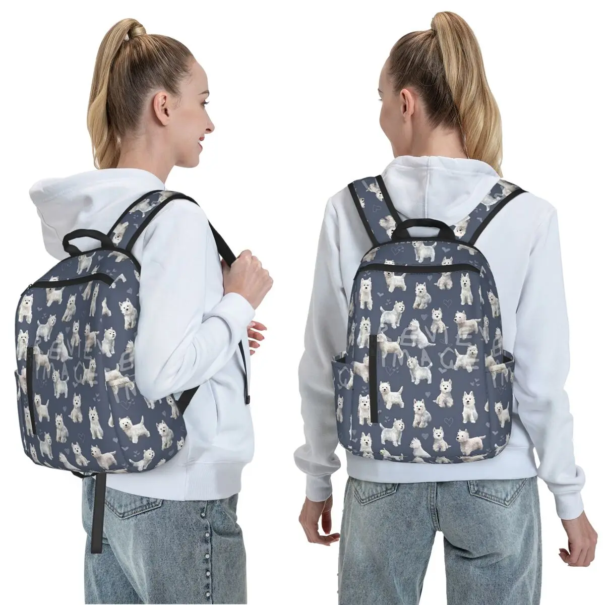 The West Highland Terrier BLU Backpack Daypack Large Capacity Children BookBag School Bag Shoulder Bags for Men Women