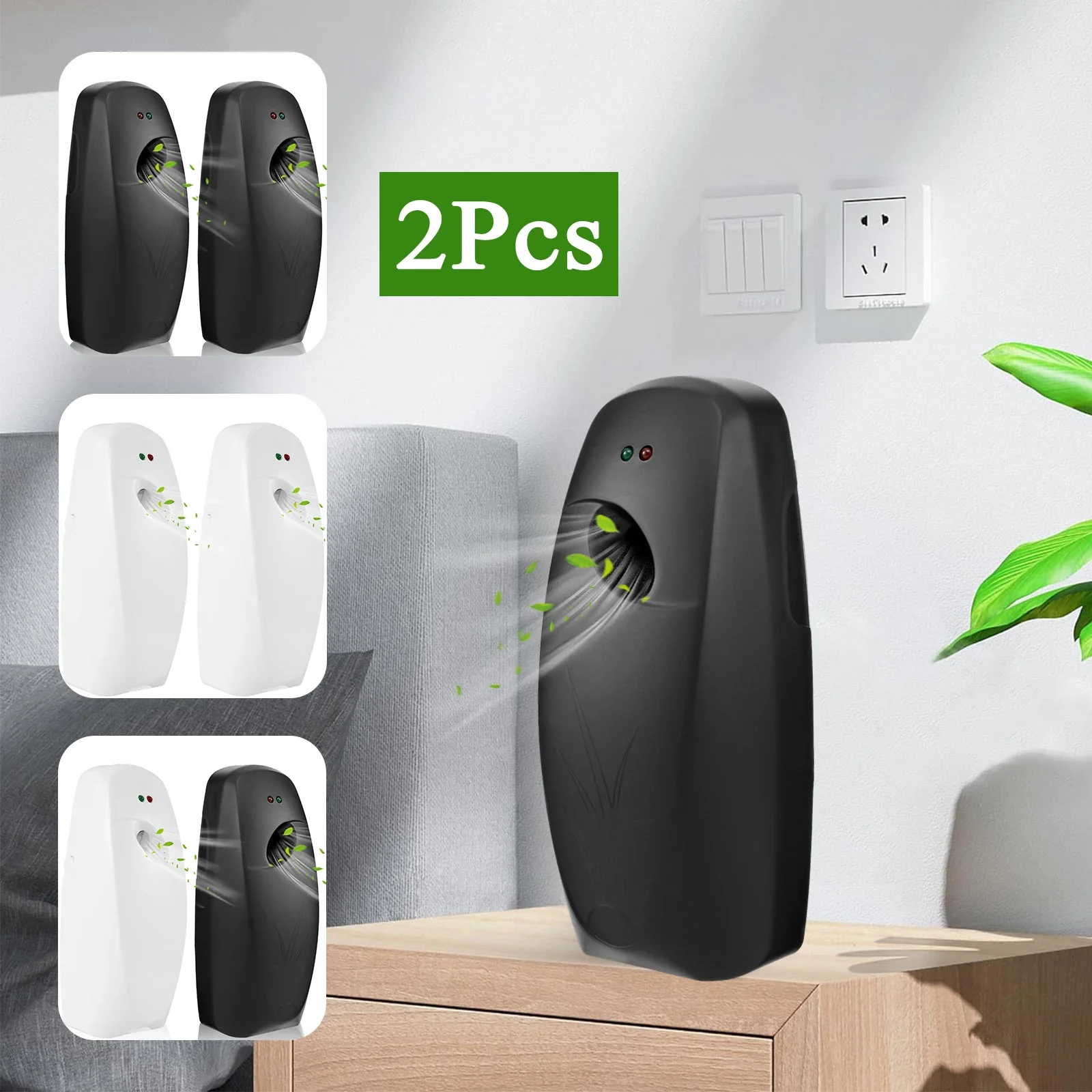 Distributeur de pulvérisation d'air liquide plus frais, 2 pièces, mural, 3 modes réglables, parfum automatique, alimenté par batterie, odeur de toilette
