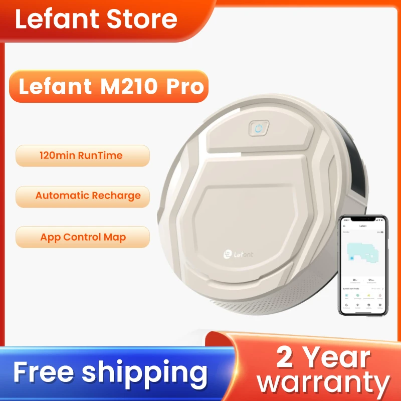 Lefant Robot Vacuum M210 Pro, 2200Pa Suction,120 Mins Runtime, Self-Charging,APP/Voice/WiFi Control, Ideal for Pet Hair,Carpet