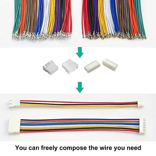 2.5mm Pitch JST-XH 2.54 Male Female Connector with  22AWG Pre-Crimped Cables,XH 2.54mm Connector  Male Female Housing