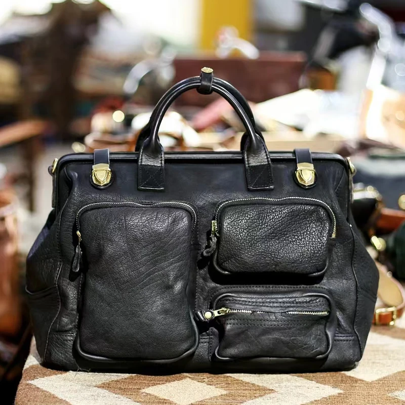 Business Vintage Luxus echtes Leder Herren große Aktentasche Reisearbeit weich echtes Rindsleder Laptop Handtasche Messenger Bag