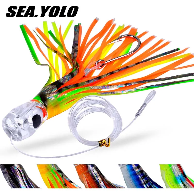 

Sea.Yolo 17cm/70g 23cm/96g Fishing Lure Resin Octopus Head 3d Movable Eyeballs Soft Bait Biomimetic Fake Bait Sea Fishing