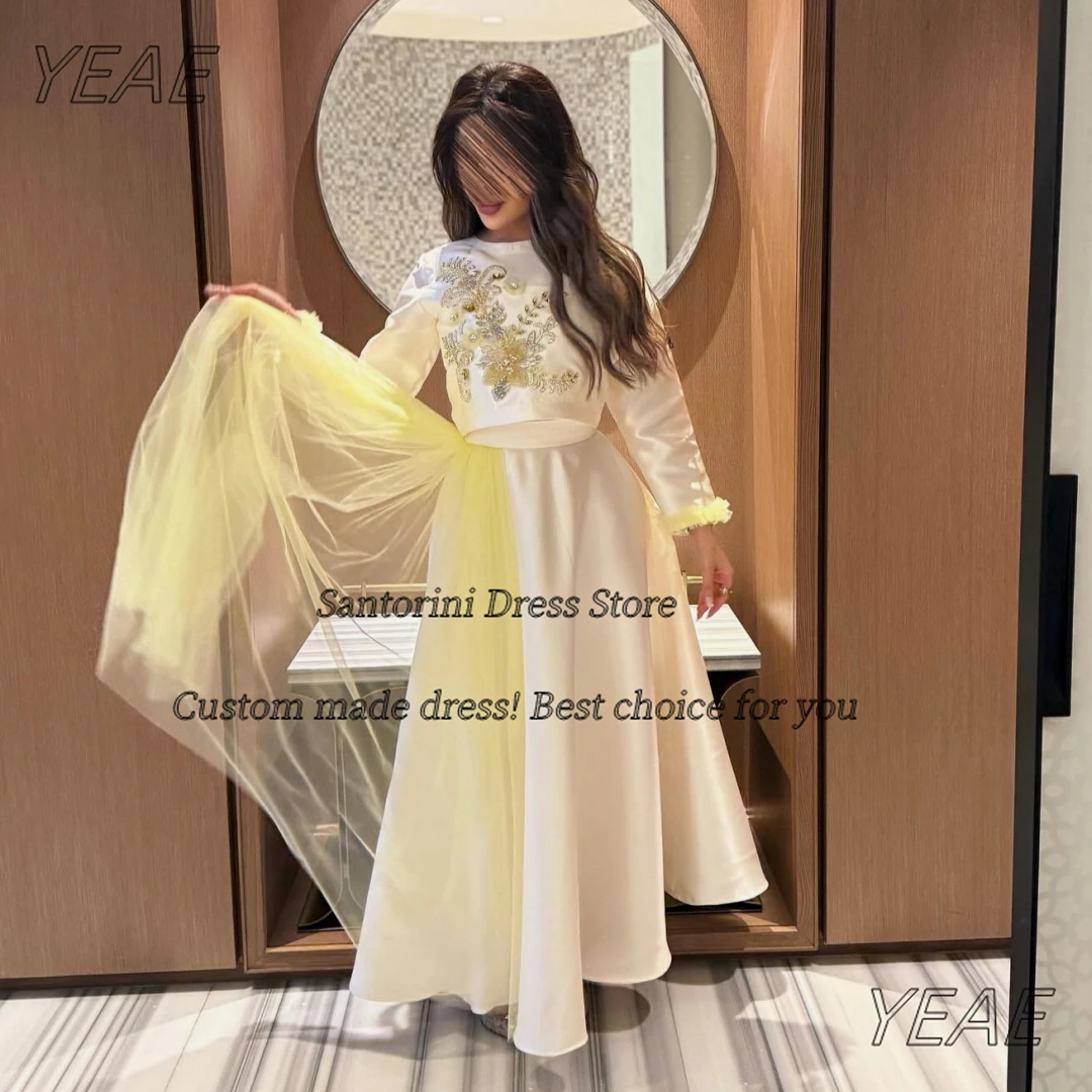 Santorini 2025 dwuczęściowe suknie balowe frezowanie długie rękawy suknie wieczorowe kontrastowy kolor linia suknia ślubna dostosowane