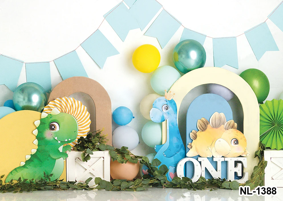 ديناصور عيد ميلاد خلفية للأطفال ، العالم الجوراسي ، الديناصور ريكس ، خلفية استحمام الطفل ، استوديو الصور ، ديكور الحفلات