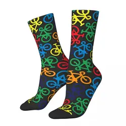 Rainbow Multiple Bikes Crazy calzini da uomo Mountains Trails Downhill MTB Unisex Street Style Seamless Printed Crew Sock Boys Gift