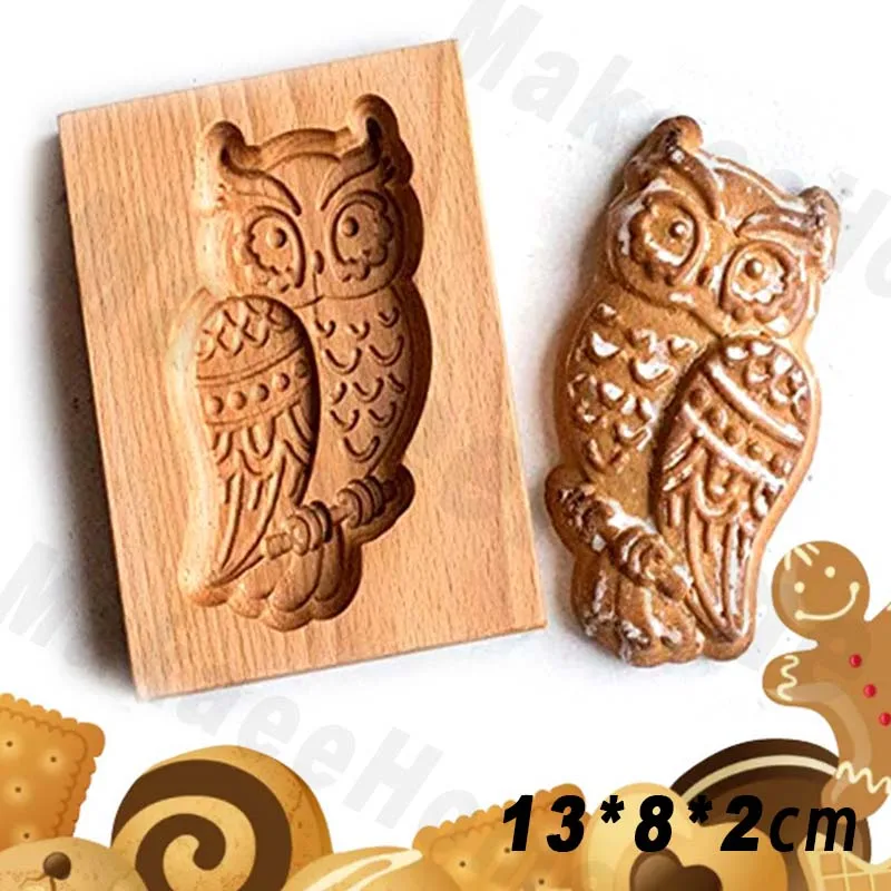 Wooden Cookie Molds Animals Cookie Cutter Original Cookie Type 3D Flower Cookie Emboss Bake Mold Press Baking Tools Christmas