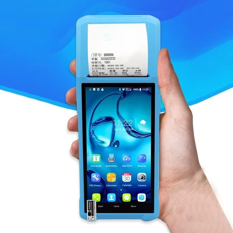 Supermarket Payment Systems Android Handheld Pos Machine Portable Mini Barcode Scanner Data Terminal PDA With 58mm Printer
