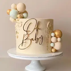 Acrylic Newborn Cake Topper Sweet Weekend Decor for Baby Shower Party Decor Supplies Gender Reveal Adorable Oh Baby Cake Decor