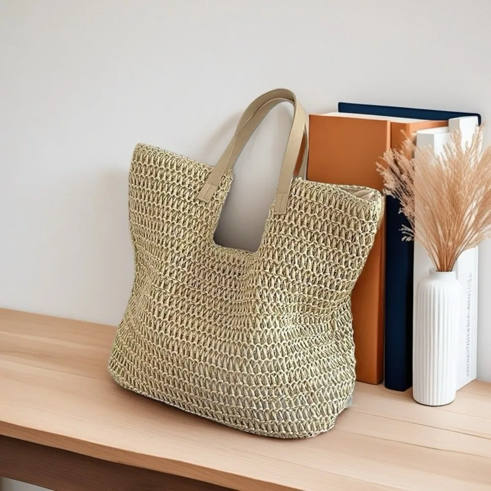 

Travel Vintage Style Straw Shoulder Bag Bohemian Casual Woven Tote Bag Handmade Eco-Friendly Shopping Bag Market