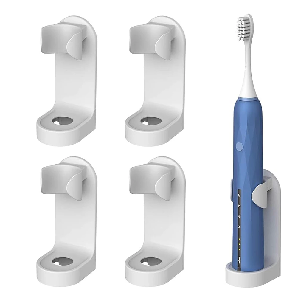 

4PCS Traceless Toothbrush Holder Bath Wall-Mounted Electric Toothbrush Holders Adults Toothbrush Stand Hanger