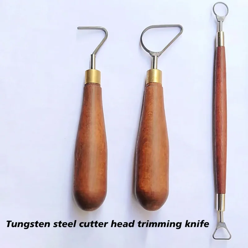 

Pottery Tools Tungsten Steel Cutter Head Clay Scraper Trimming Tools Texture Ring Knife Mahogany High Quality Engraving Tool