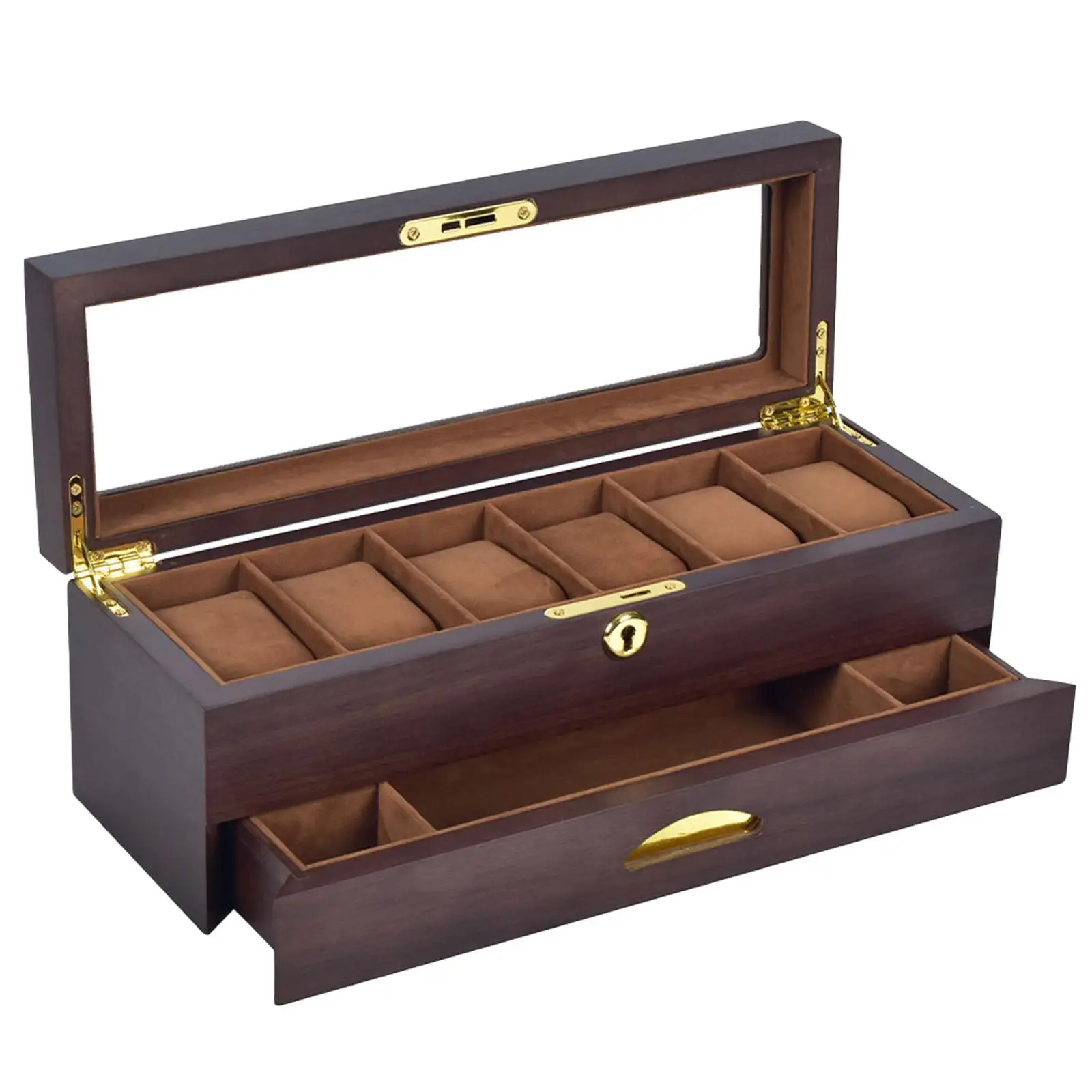 Watch Case Display Box Wooden Organizer with Lock for 8 10 12 Watches Jewelry Collection Holder Travel Soft Cushion Portable