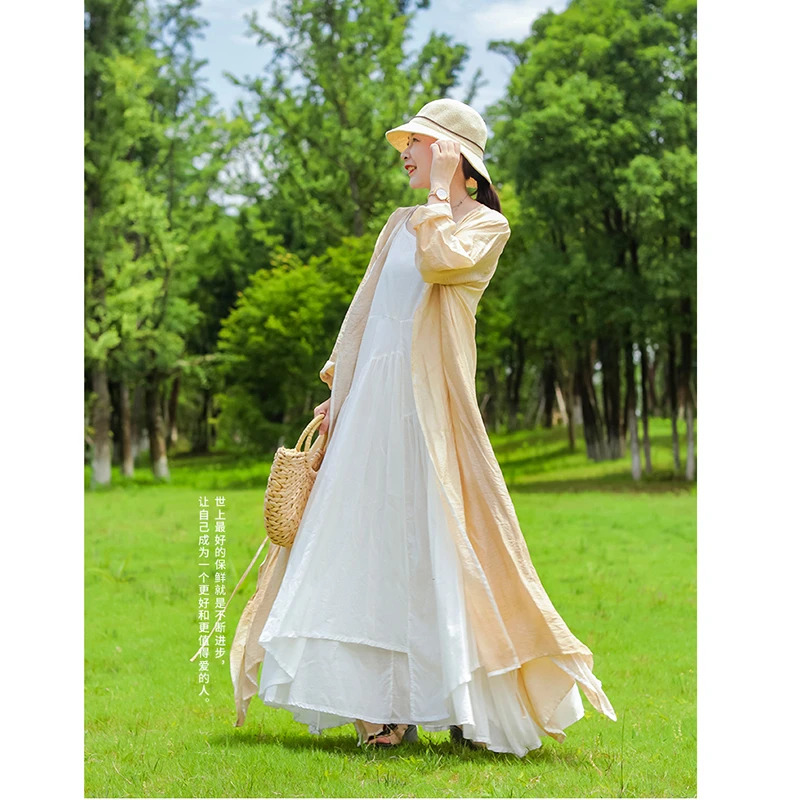 

Искусственный стиль, новый весенний женский повседневный свободный плащ хорошего качества из хлопка и льна с длинными рукавами и открытой строчкой, пальто с широкой талией T116