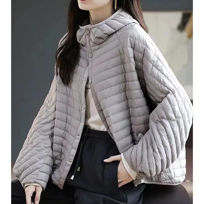 2023 Autumn/Winter New Lightweight Autumn/Winter Jacket Women\'s Fashion Lightweight Hooded Loose Parker Down Cotton Coat Women\'s