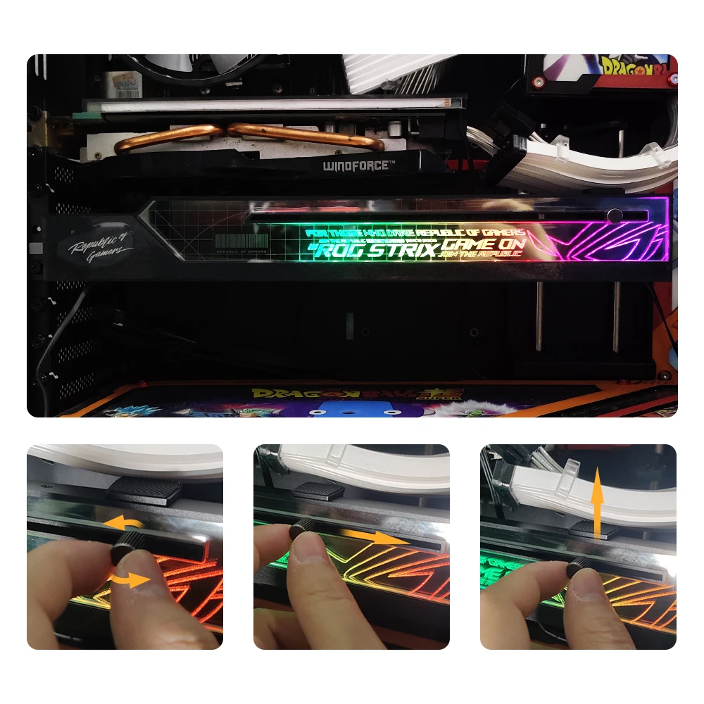 Imagem -06 - Suporte para Placa Gráfica Asus Suporte Gpu Rog Strix para Rtx4090 Vga Stand Efeito 3d Nvidia pc Gaming Mod Aura Sync Nova Chegada 2023