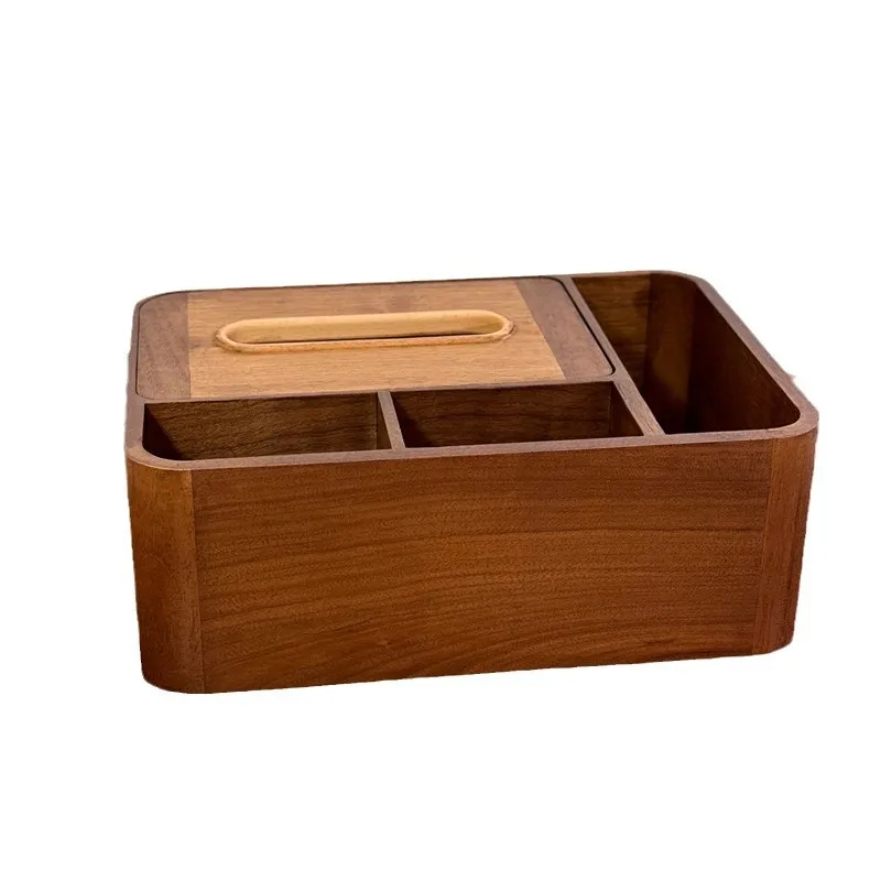 

Black walnut solid wood tissue box, living room remote control, mobile phone storage box, household grid