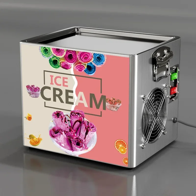 Mini Counter Top Desktop Fried Ice Cream Roll Maker Machine