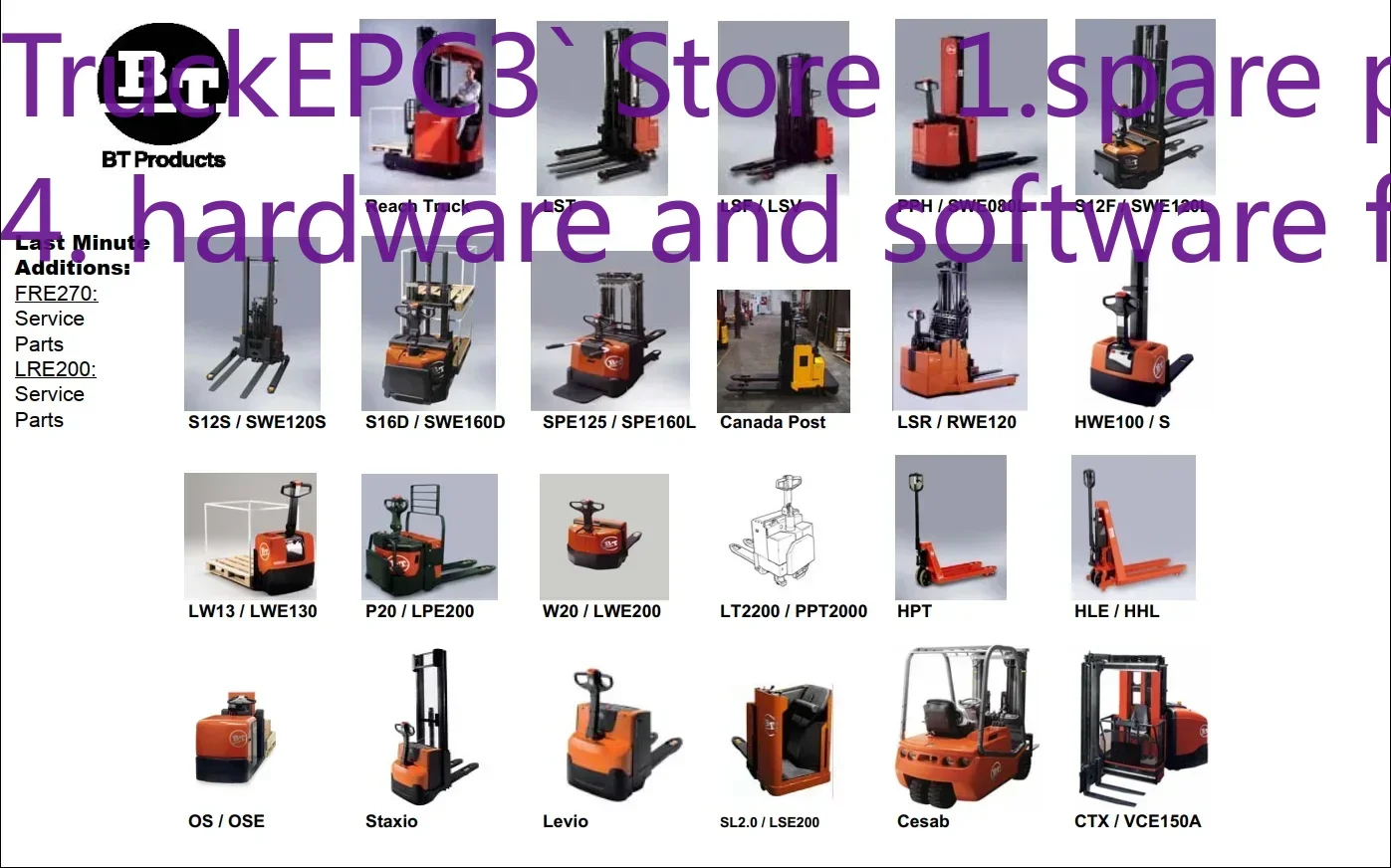 TruckEPC3 BT Forklift Truck 3.13GB PDF Service Parts & Operator Manuals DVD