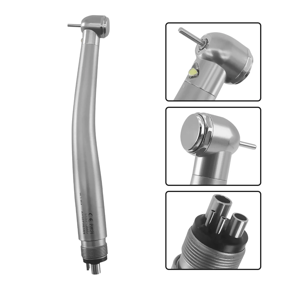 Dental High-Speed Air Turbine Handpieces Standard Head 4 Holes Air Turbine Single Water Spray Ceramic Bearings