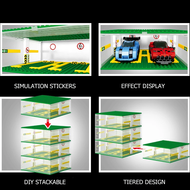 SEMBO BLOCK bricolage voiture de sport Garage blocs de construction technologie véhicule de course stockage vitrine briques enfants jouets garçons cadeaux