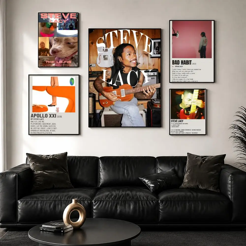 Singer Music Album S-Steve Lacy Poster Decorative Wall Art Sticker Mural Print for Bedroom Living Room Hallway Home Decor Gift