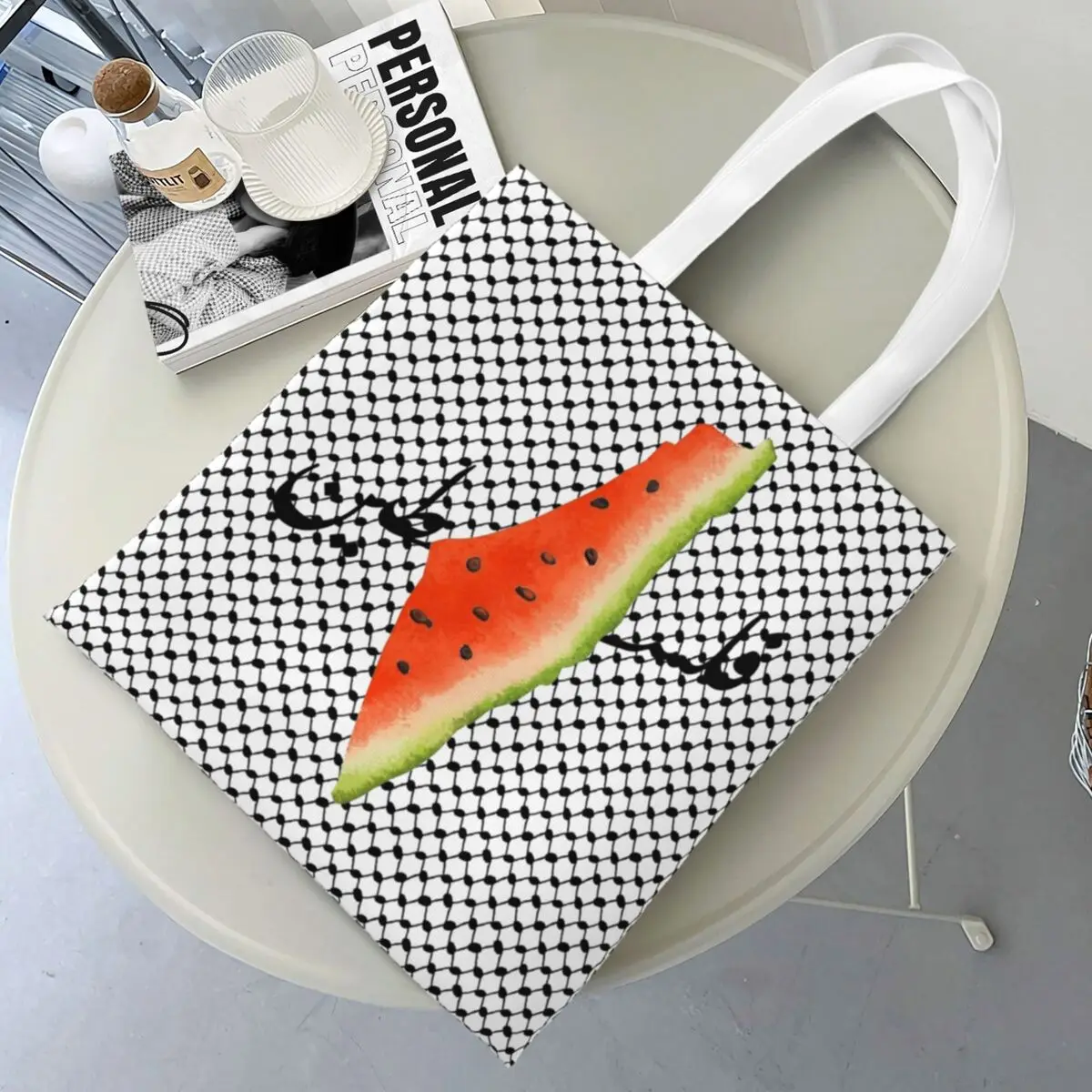 This Is Not A Watermelon Canvas Tote Bag Aesthetic Unique Design Parody Magritte Watermelon Fashion Bags for Women Men