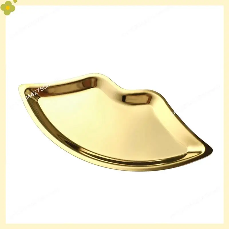 LDHL 2PCS Stainless Steel Lip Shaped Jewelry Tray Home Cosmetics Metal Tray Female Jewelry Storage Tray Decorative, Easy Install