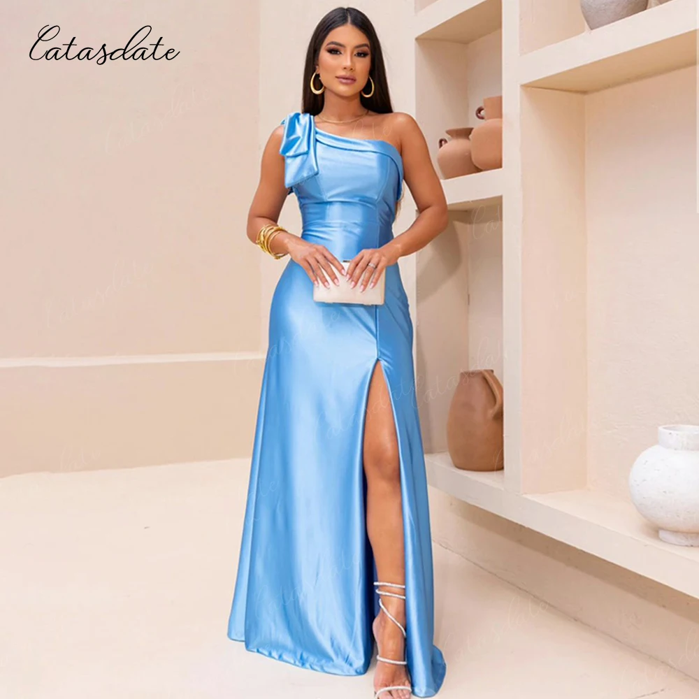 Catasdate Long Party Dress One Shoulder Evening Dress for Women Formal Dresses for Special Events High Slit vestidos de festa