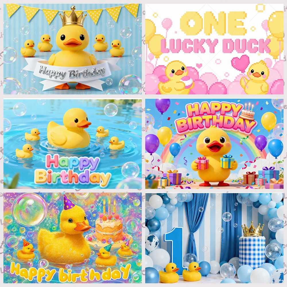 

Cute Yellow Duck Theme Background Banner Kids Birthday Party Decorations Photography Backdrop Cartoon Baby Shower Supplies Props