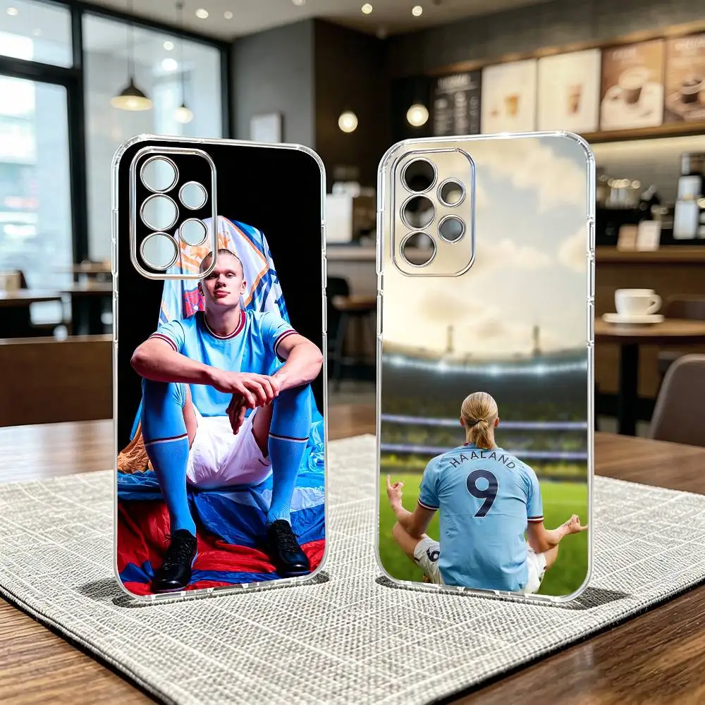 Football Stars E-Erling H-Haalands Phone Case Transparent Silicone Soft For Samsung S25,S24,S21,S22,S23,S30,Ultra,S20,Plus,Fe