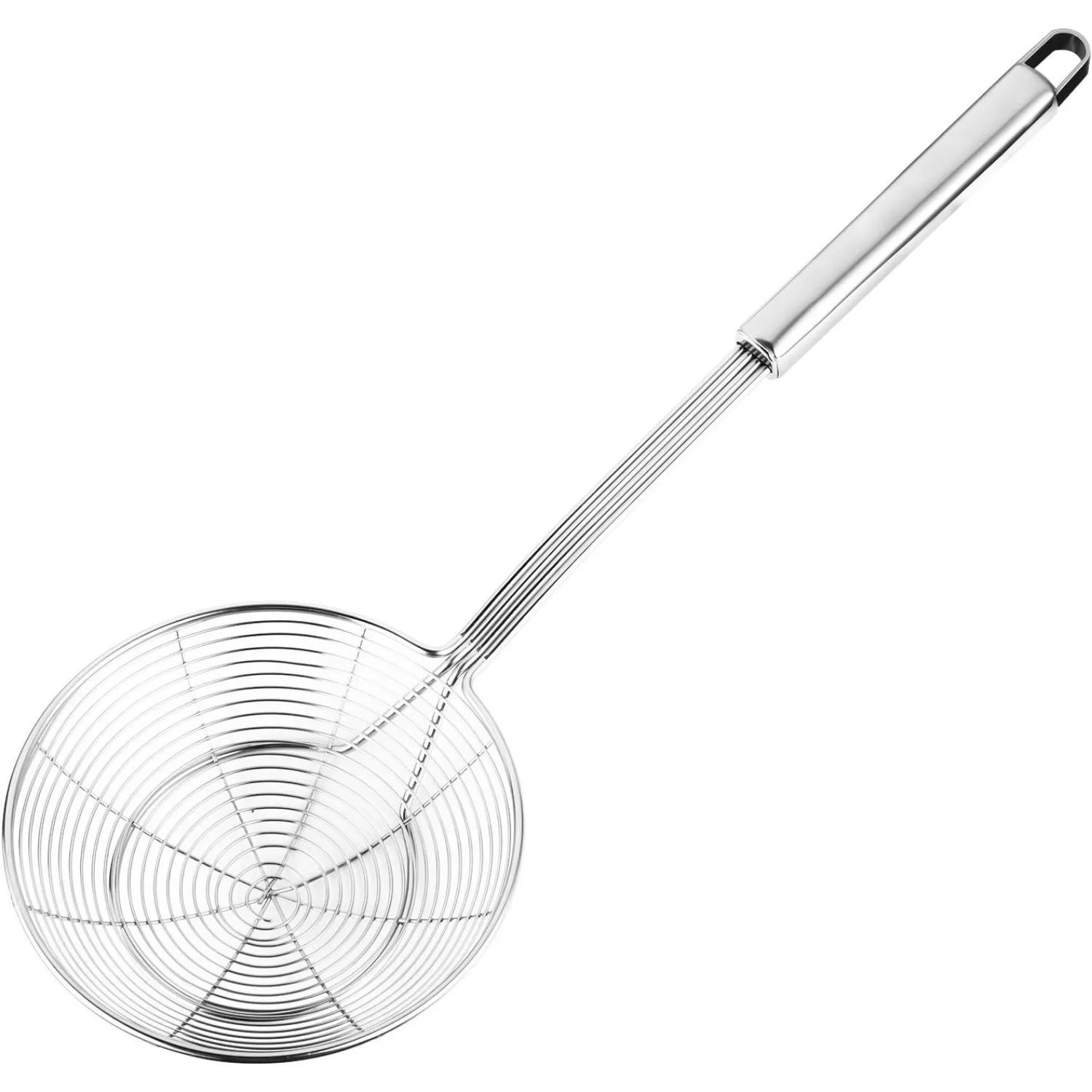 Solid Stainless Steel Spider Strainer Skimmer Ladle for Cooking and Frying, Kitchen Utensils Wire Strainer Pasta Strainer Spoon