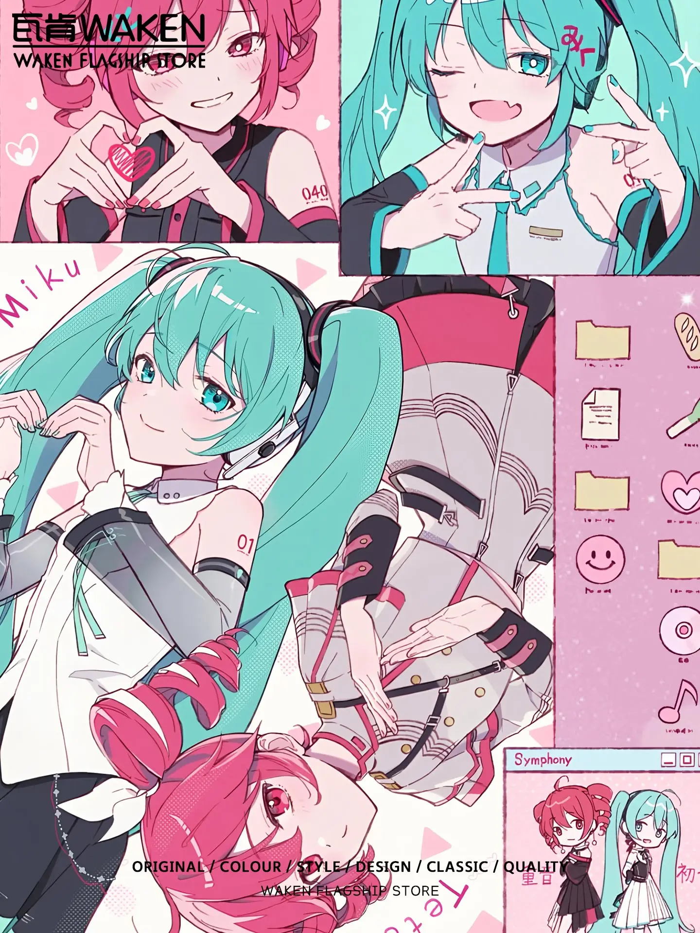 漫画ボーカロイドミク半袖-tシャツユニセックスコットンカジュアルスタイル夏のファッション-acg-アニメ文化ソングガール周囲シャツ