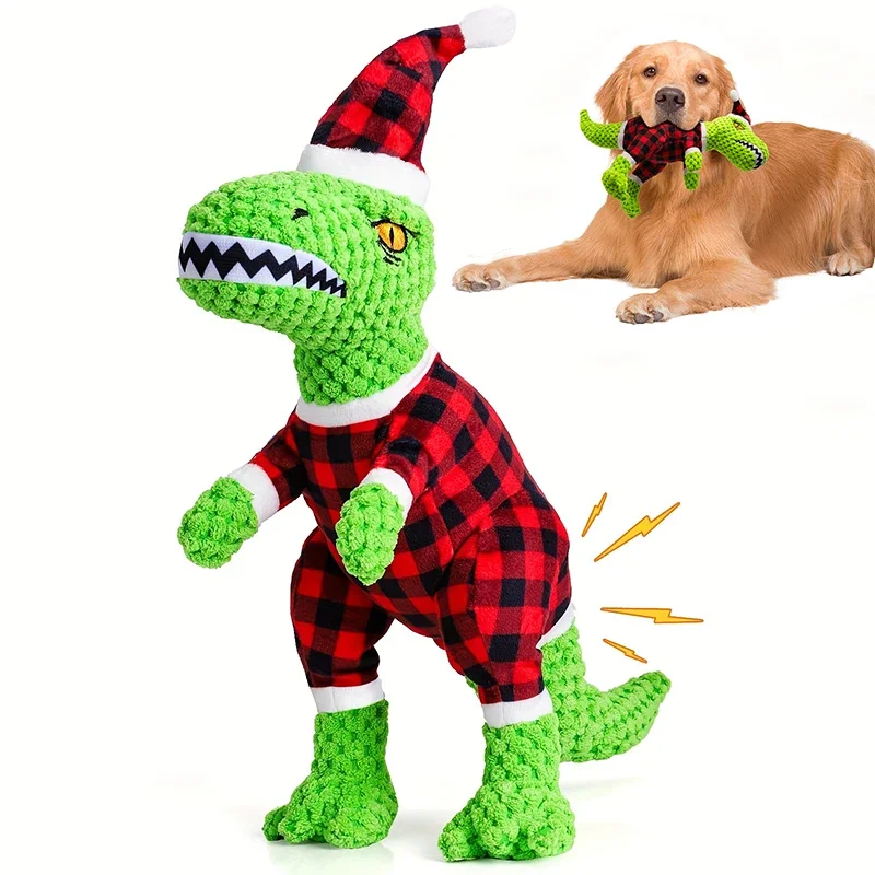 

New Christmas Halloween gift Dinosaur Squeaky pet chew toy Interactive teething indestructable dog toys molar bite cat play toy