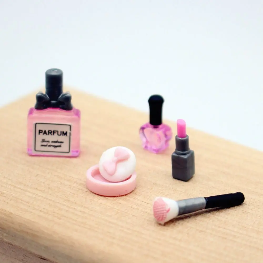 Pretend Play DIY 1/12 Dollhouse Mini Makeup Emulational Delicate House Scene Accessories Lipstick Perfume Powder Brush Model