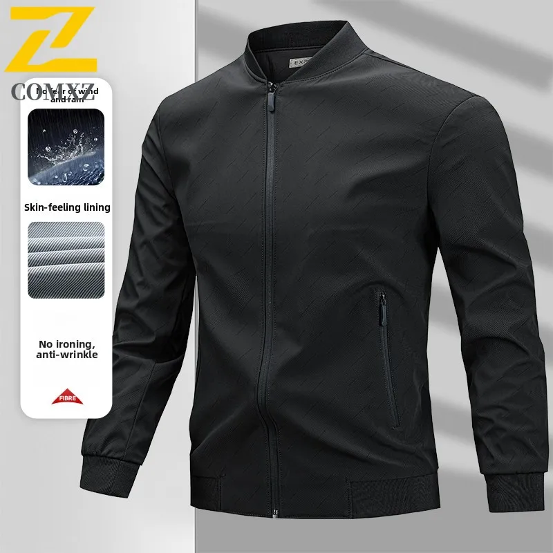 

2025 Autumn Brand Men's Jacket Business Casual Stand Collar Waterproof Coat Fashion Clothing Men's Baseball Collar Windproof Top