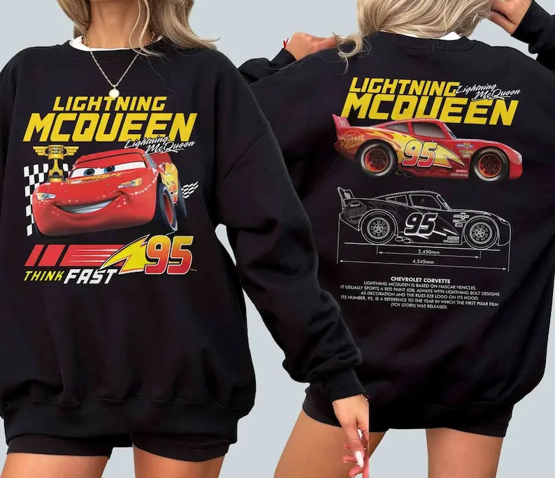 2026 ديزني سيارات البرق ماكوين هوديي سيارات فيلم البلوز للجنسين ريترو ستريت Y2K ملابس علوية على الموضة غير رسمية