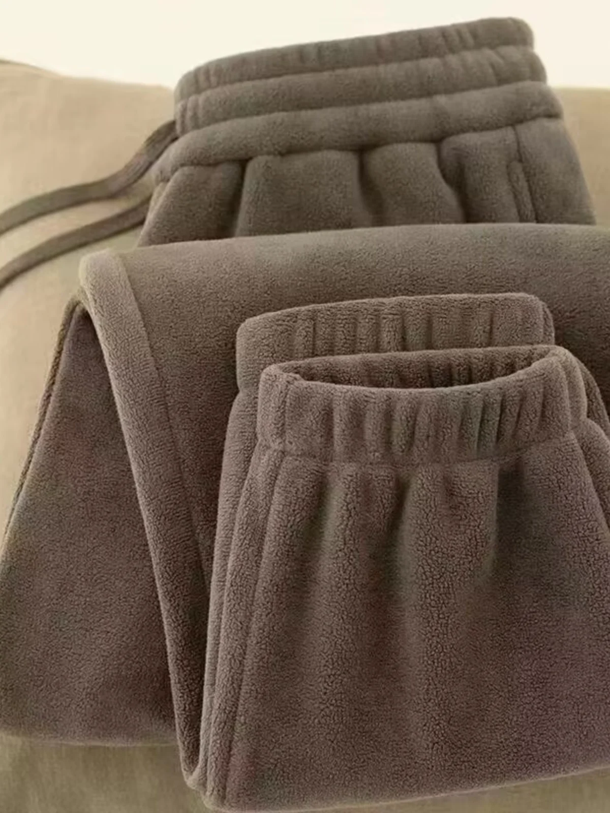 

Double-Sided Fce Lined Thiened Casual Pants Men's Women's Winter Warm Sweatpants Elastic Waist Loose Fit Long Trousers