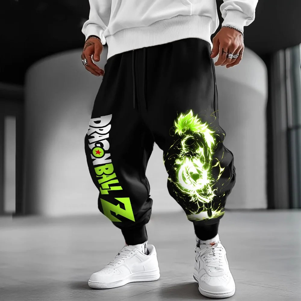 

Men's Dragon Ball Z Pants Logo Print Green Lightning Anime Cotton Loose Fit Men Women Autumn Winter Jogger Streetwear​ New