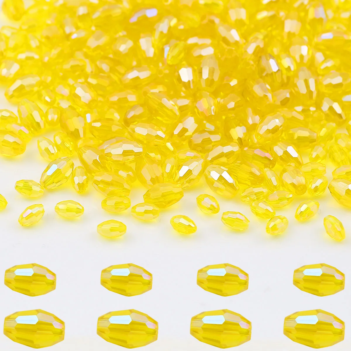 Gelbe AB ovale facettierte österreichische Kristallglas-Reiskörner lose Distanzperlen 4x6/5x8mm für Schmuckherstellung DIY Armbänder Halskette