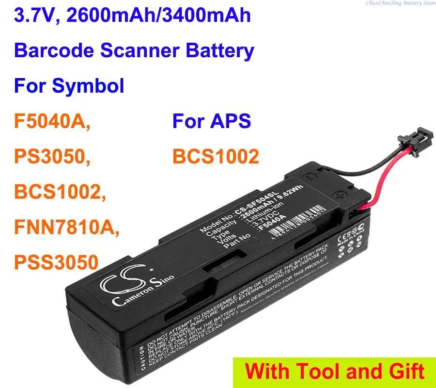 2600mAh/3400mAh Barcode Scanner Battery for APS B1002, For Symbol F5040A, PS3050, B1002, FNN7810A, PSS3050