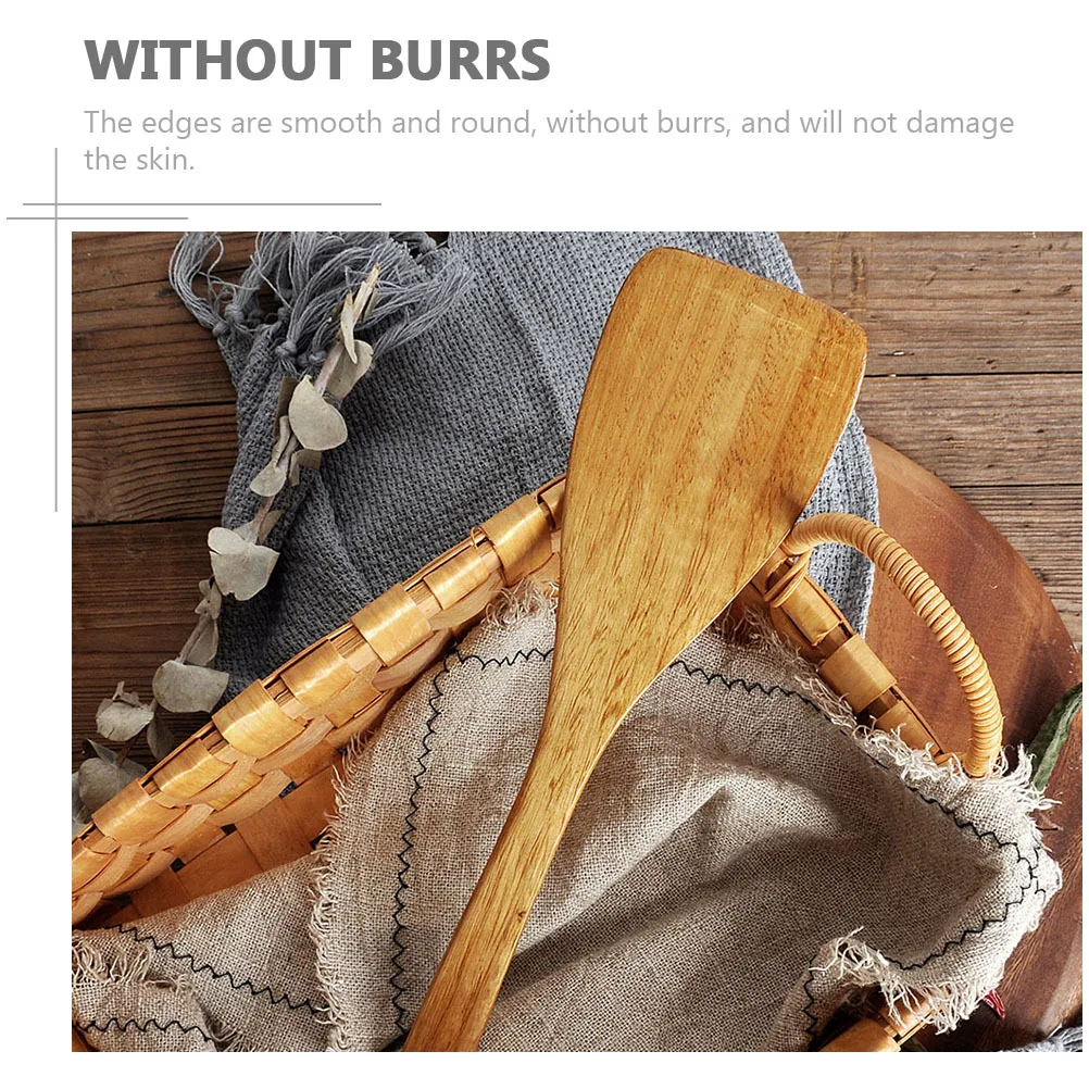 

Wooden Long Handle Spatula Brown Non-Stick Kitchen Tool Heat-Resistant Cooking Shovel Hanging Hole Safe Ergonomic