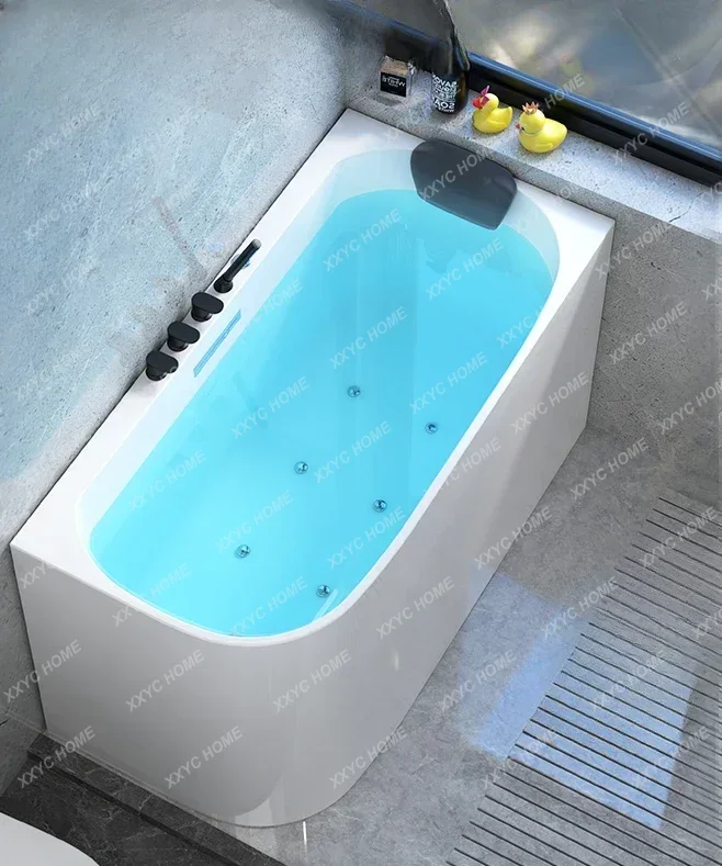 

LSmall Bathtub Independent Japanese Deep Bubble Bath Acrylic Mobile Sitting Bubble Bath
