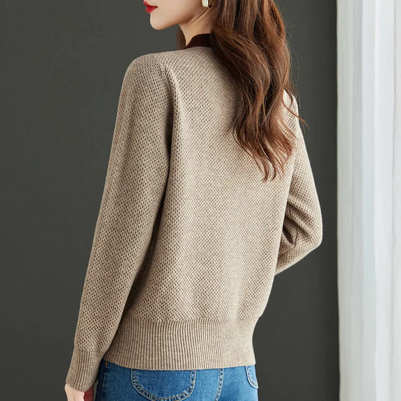 Faux pull 2 pièces patchwork pour femme, pull femme, chemise en tricot, vêtements d'automne et d'hiver, bouton à col rabattu, mode, nouveau, 2024