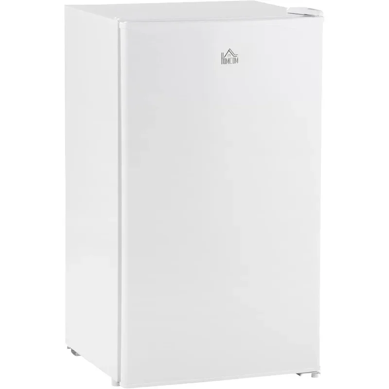 HOMCOM Mini Fridge with Freezer Compartment Single Door Compact Fridge with Adjustable Thermostat